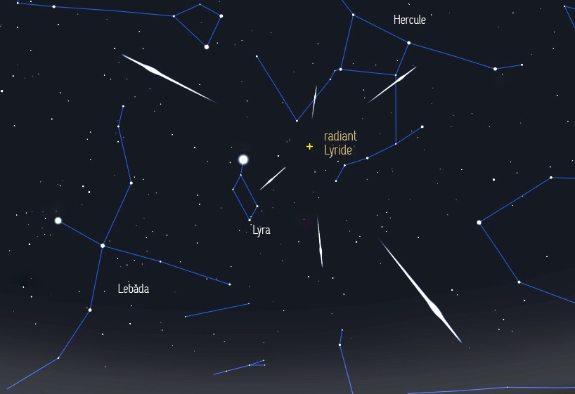 Stellarium: locație radiant Lyride 2023